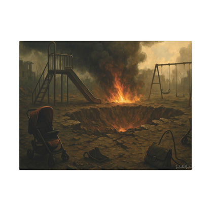 Apocalyptic Playground Canvas Print – Dark Surreal Landscape Wall Art – Post-Apocalyptic Home Décor