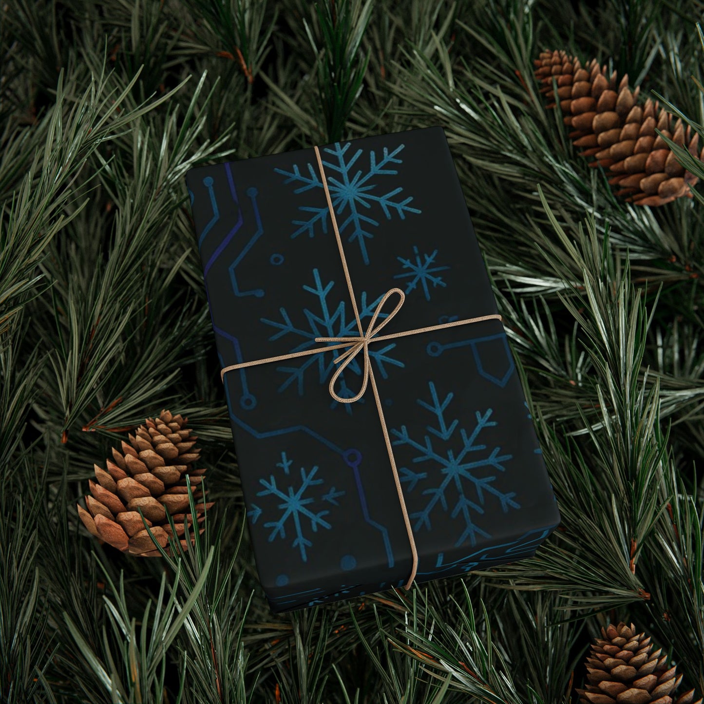 Cyber Yule Circuit – Luxury Christmas Wrapping Paper, Seamless Designer Gift Wrap, 30" Roll (Matte/Gloss)