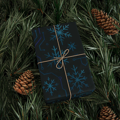 Cyber Yule Circuit – Luxury Christmas Wrapping Paper, Seamless Designer Gift Wrap, 30" Roll (Matte/Gloss)