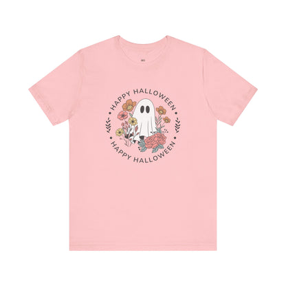Happy Halloween Floral Ghost Tee – Bella+Canvas 3001