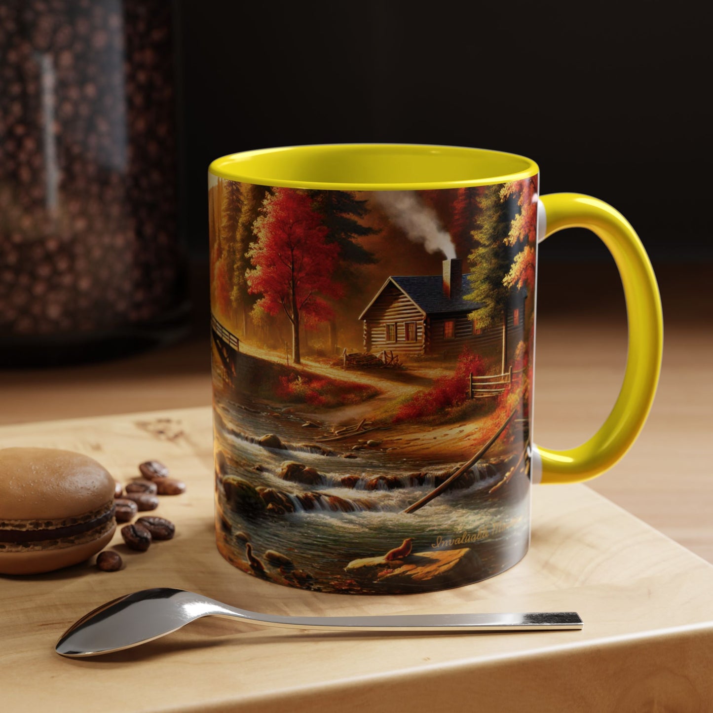 Cozy Autumn Cabin Mug | Fall Vibes Accent Coffee Mug (11oz/15oz)