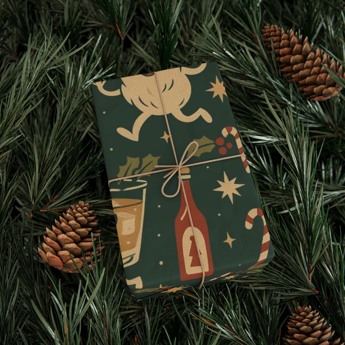 Vintage Holiday Drinks – Luxury Wrapping Paper, Retro Bar-Cart Gift Wrap, 30" Roll (Matte/Gloss)