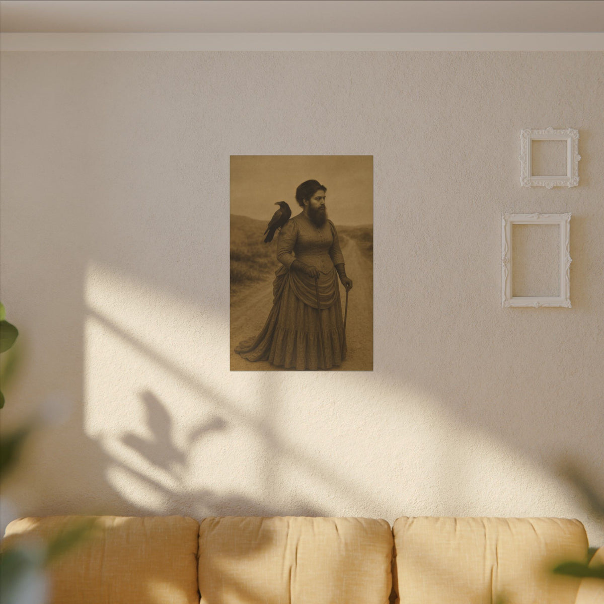 Bearded Lady with Crow – Matte Canvas Print (Gallery-Wrapped) 0.75"