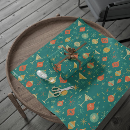 Atomic Christmas Cocktail – Mid-Century Holiday Wrapping Paper, Retro Martini Gift Wrap, 30" Roll (Matte/Gloss)