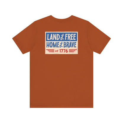 Happy 4th / Land of the Free Tee – Dual-Sided Print – Unisex Bella + Canvas Jersey T-Shirt