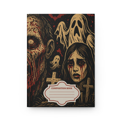 Hardcover Journal – Horror, Creepy Zombie, Ghosts & Graveyard Art | Matte Composition Notebook