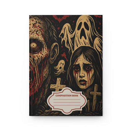 Hardcover Journal – Horror, Creepy Zombie, Ghosts & Graveyard Art | Matte Composition Notebook