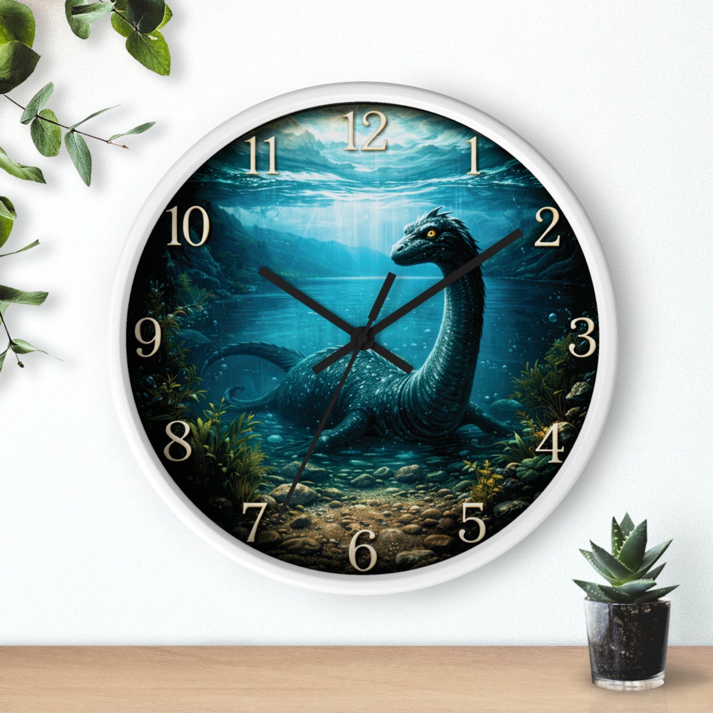 Loch Ness Monster Wall Clock – Nautical Mythical Sea Serpent 10" Decor