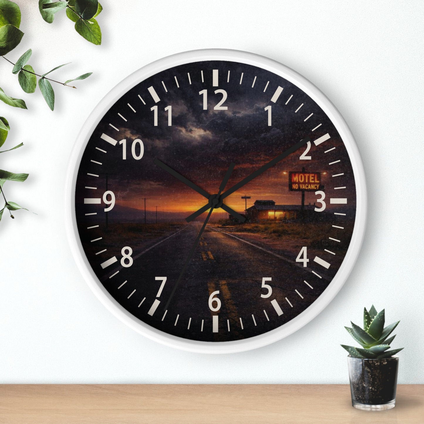 Still Here - Desert Motel No Vacancy Road Premium Wall Clock