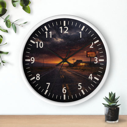 Still Here - Desert Motel No Vacancy Road Premium Wall Clock