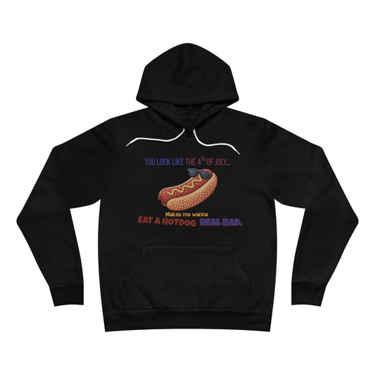 You Look Like the 4th of July – Funny Hot Dog Hoodie, Patriotic Meme Apparel, Soft Bella+Canvas 3719