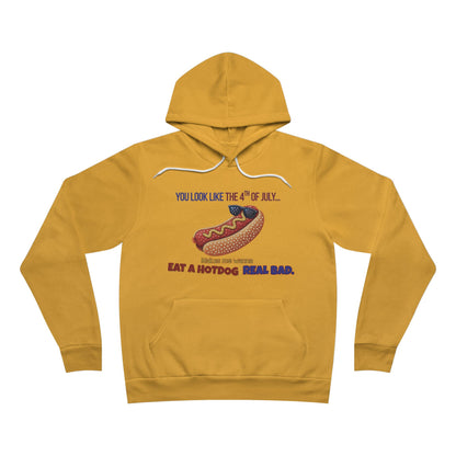 You Look Like the 4th of July – Funny Hot Dog Hoodie, Patriotic Meme Apparel, Soft Bella+Canvas 3719