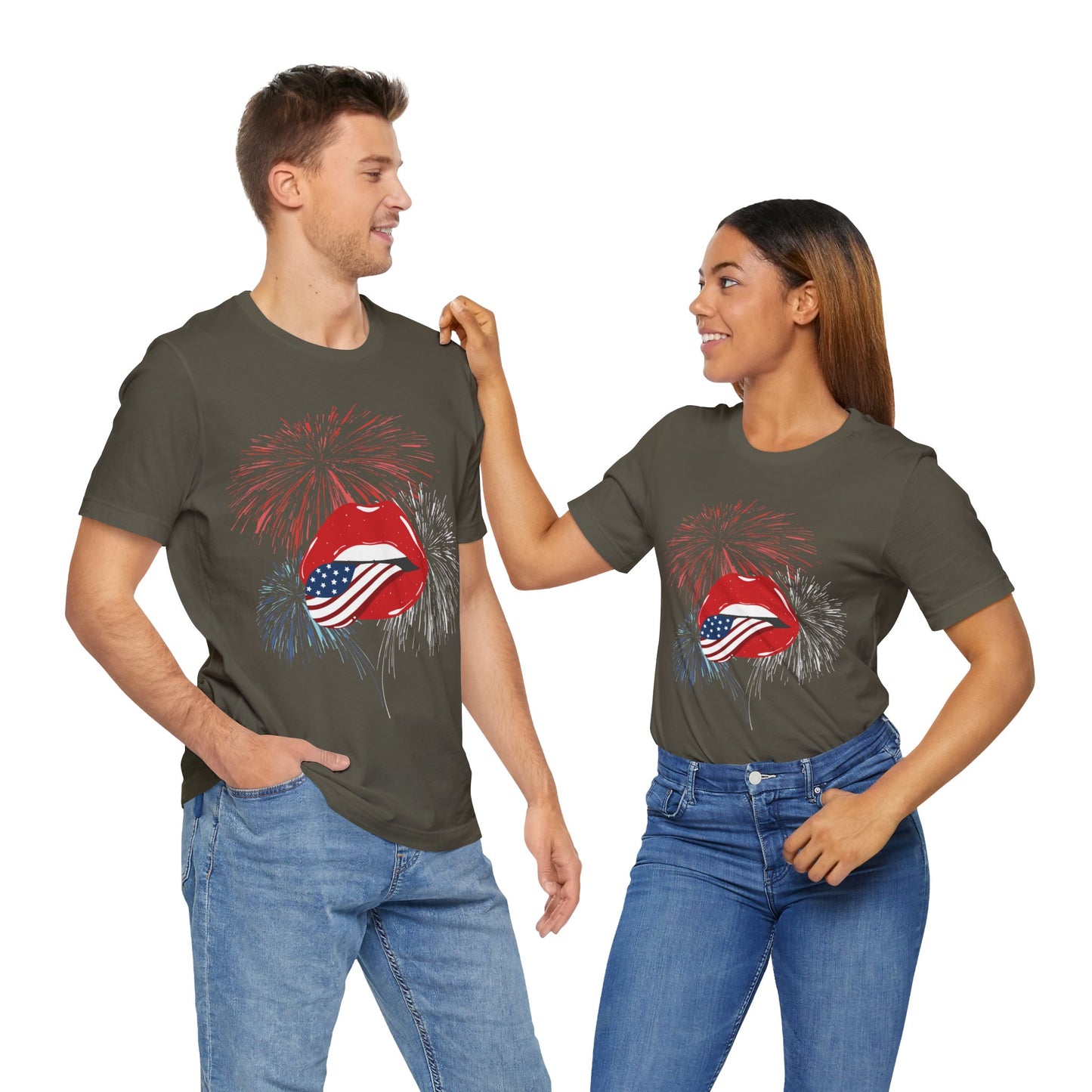 American Flag Lips Tee – Unisex Bella + Canvas Jersey Tee - 4th of July