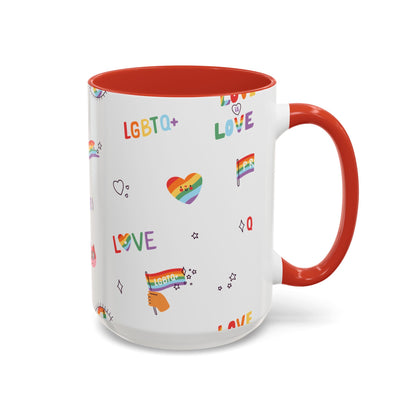 Minimalist Pride Accent Mug | LGBTQ+ Love Ceramic Cup | 11oz & 15oz