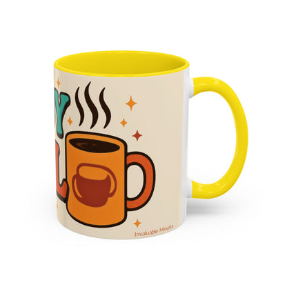 Study Fuel Color Accent Mug (11oz/15oz) – Retro Teacher/Student Coffee Cup • Back to School • Durable Ceramic