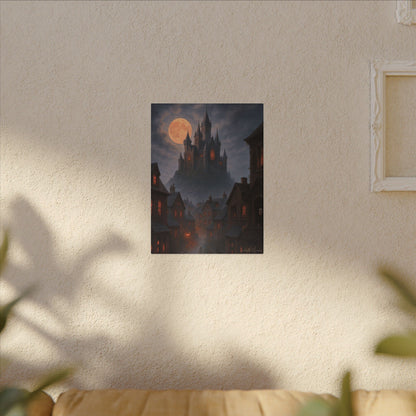 Haunted Hilltop Castle Canvas Print – Gothic Halloween Wall Art for Spooky Season Decor