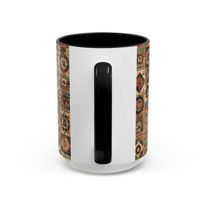 Rear/Handle View. 15oz Black accent BOHO Patchwork Mug Mockup Handle/Rear View. Invaluable Minutia