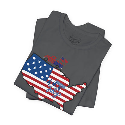All-American USA Map & Truck Tee – Unisex Bella+Canvas Jersey Tee - 4th of July T-Shirt