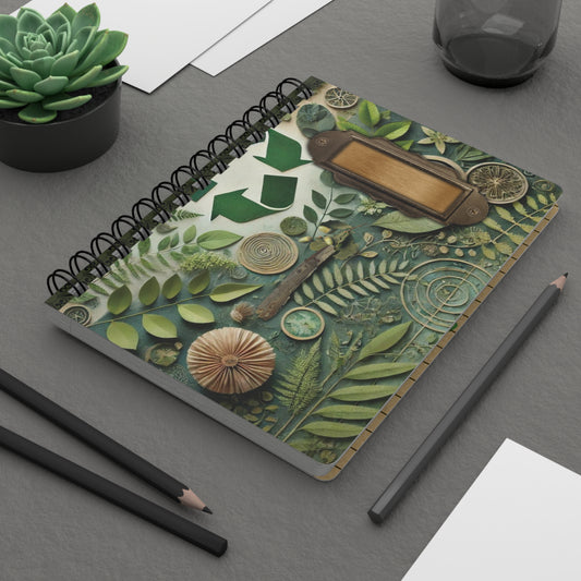 Eco-Friendly Spiral Bound Journal | Recycled Paper Notebook | Nature Design Diary | Sustainable 5x7 Planner | Earth Day Gift - Hard Cover