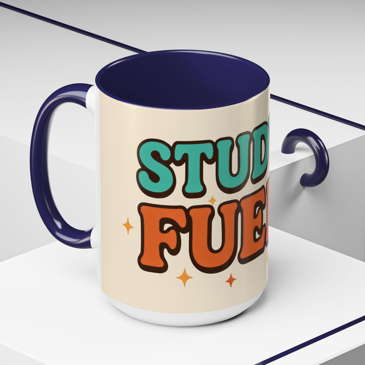Study Fuel Color Accent Mug (11oz/15oz) – Retro Teacher/Student Coffee Cup • Back to School • Durable Ceramic