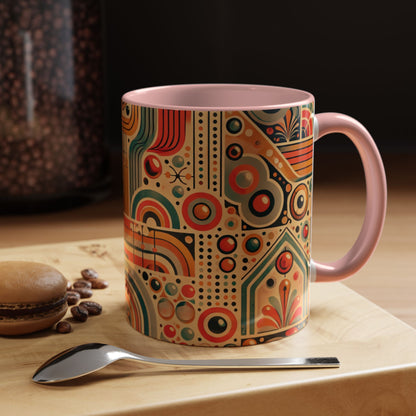🌿 Retro Boho Accent Coffee Mug | 11oz & 15oz Ceramic Cup | Custom Colors Available