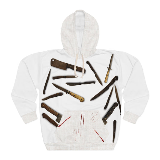 Edgy Knife Graphic Hoodie for Chefs, Culinary Enthusiasts, Halloween Costume, Cooking Gifts, Unisex Casual Wear