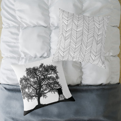 Lone Tree & Water Tower Silhouette Throw Pillow – Dark Countrycore Accent for Moody Spaces Home Decor Throw Pillows
