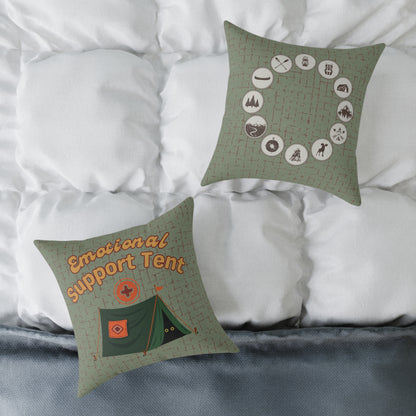 Fun Camping Decor Pillow - Emotional Support Tent – Boutique Canvas Throw Pillow