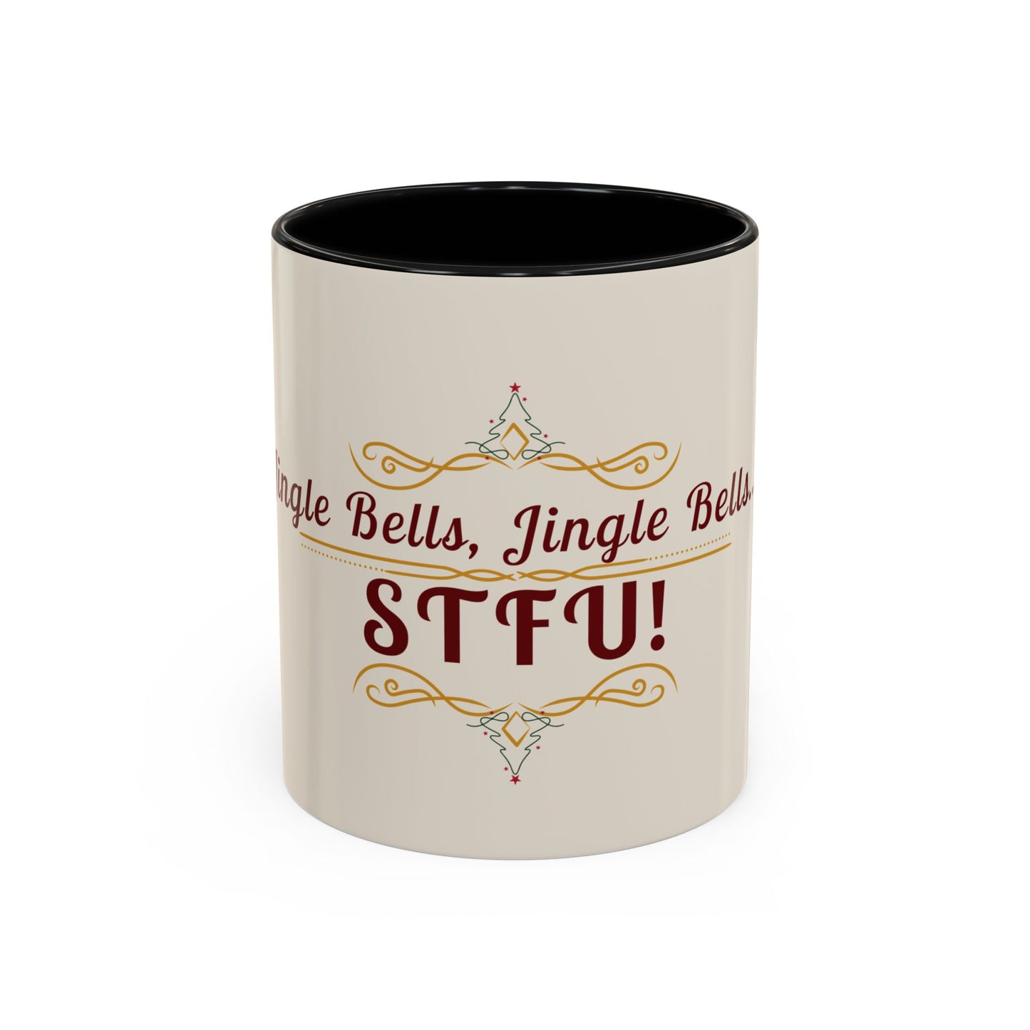 "Jingle Bells... STFU" Holiday Coffee Mug – Funny Christmas Ceramic Cup, Color Accent, Glossy & Durable