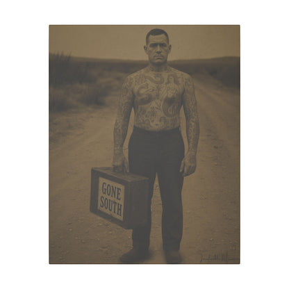 The Tattooed Man – Matte Canvas Print (Gallery-Wrapped) 0.75" – Vintage Circus-Inspired Canvas Wall Art