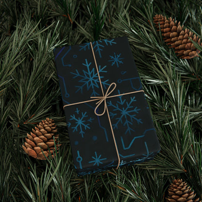Cyber Yule Circuit – Luxury Christmas Wrapping Paper, Seamless Designer Gift Wrap, 30" Roll (Matte/Gloss)