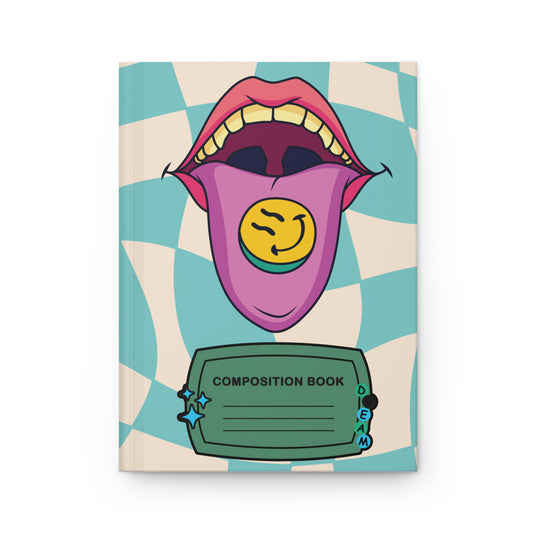 🌀 Trippy Smiley Hardcover Journal – Psychedelic Retro Composition Book