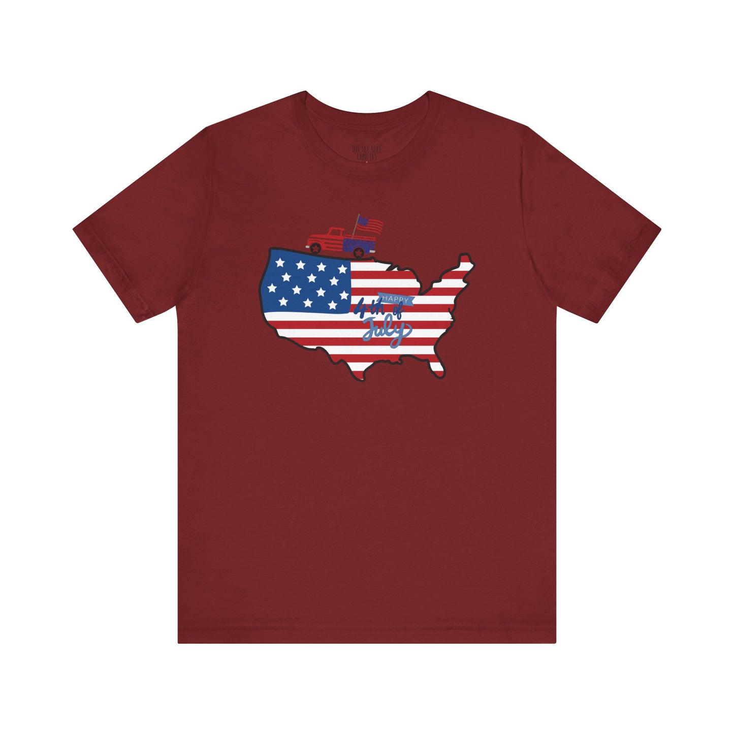 All-American USA Map & Truck Tee – Unisex Bella+Canvas Jersey Tee - 4th of July T-Shirt