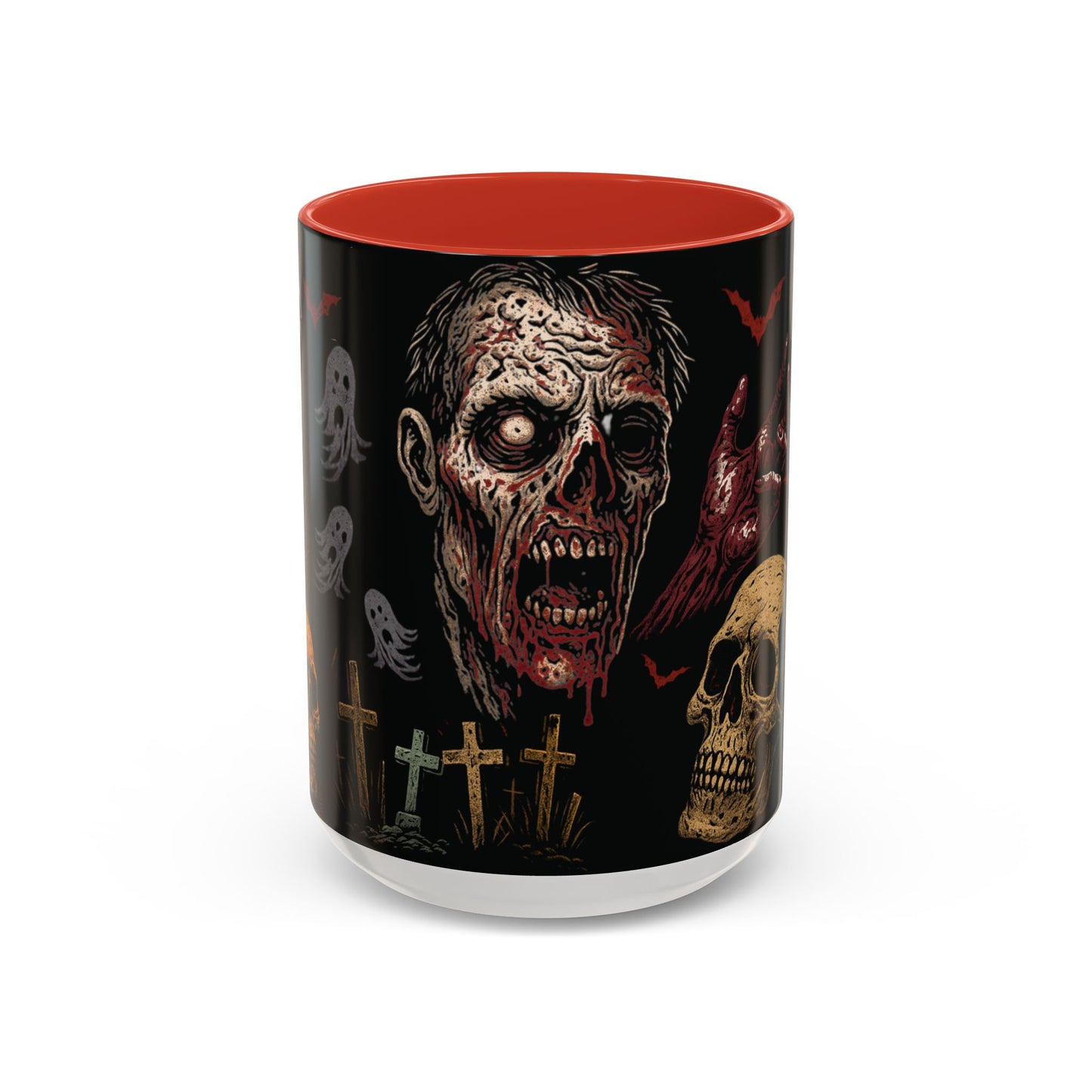 Horror Coffee Mug – Zombie Graveyard Halloween Design – 11oz & 15oz Ceramic – Creepy Goth Kitchen Decor