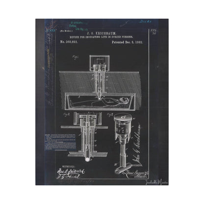Safety Coffin Patent Print (1882) – Gothic Blueprint Canvas Wall Art