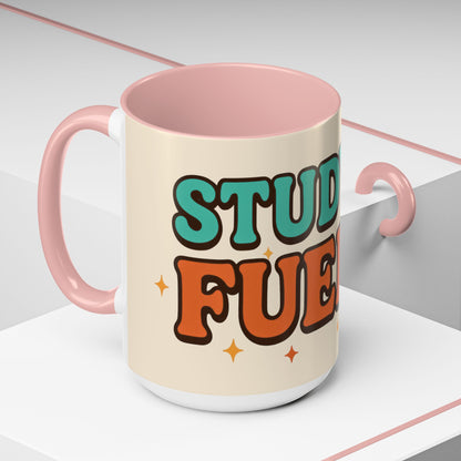 Study Fuel Color Accent Mug (11oz/15oz) – Retro Teacher/Student Coffee Cup • Back to School • Durable Ceramic