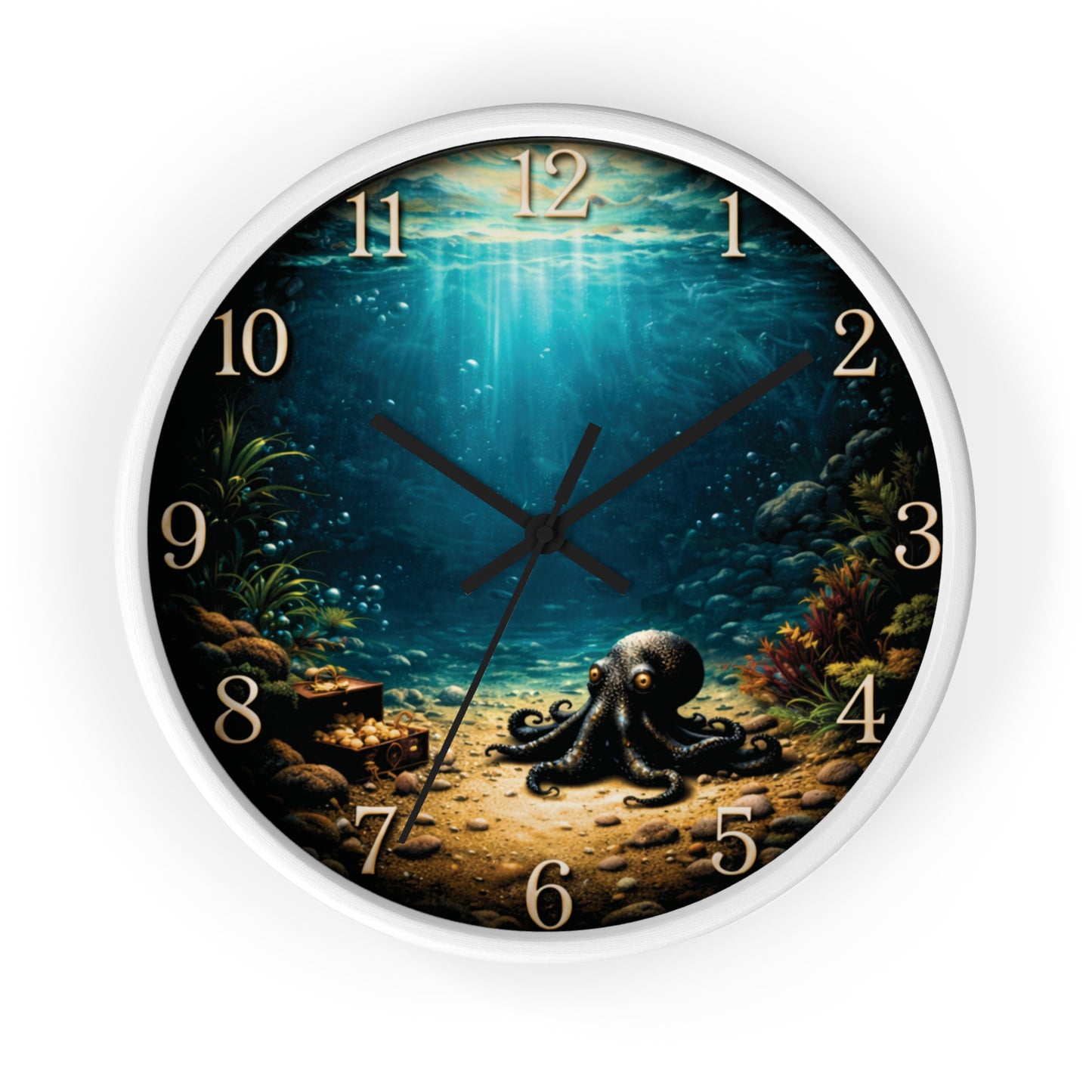 Octopus Ocean Wall Clock – Deep Sea Nautical 10" Decor