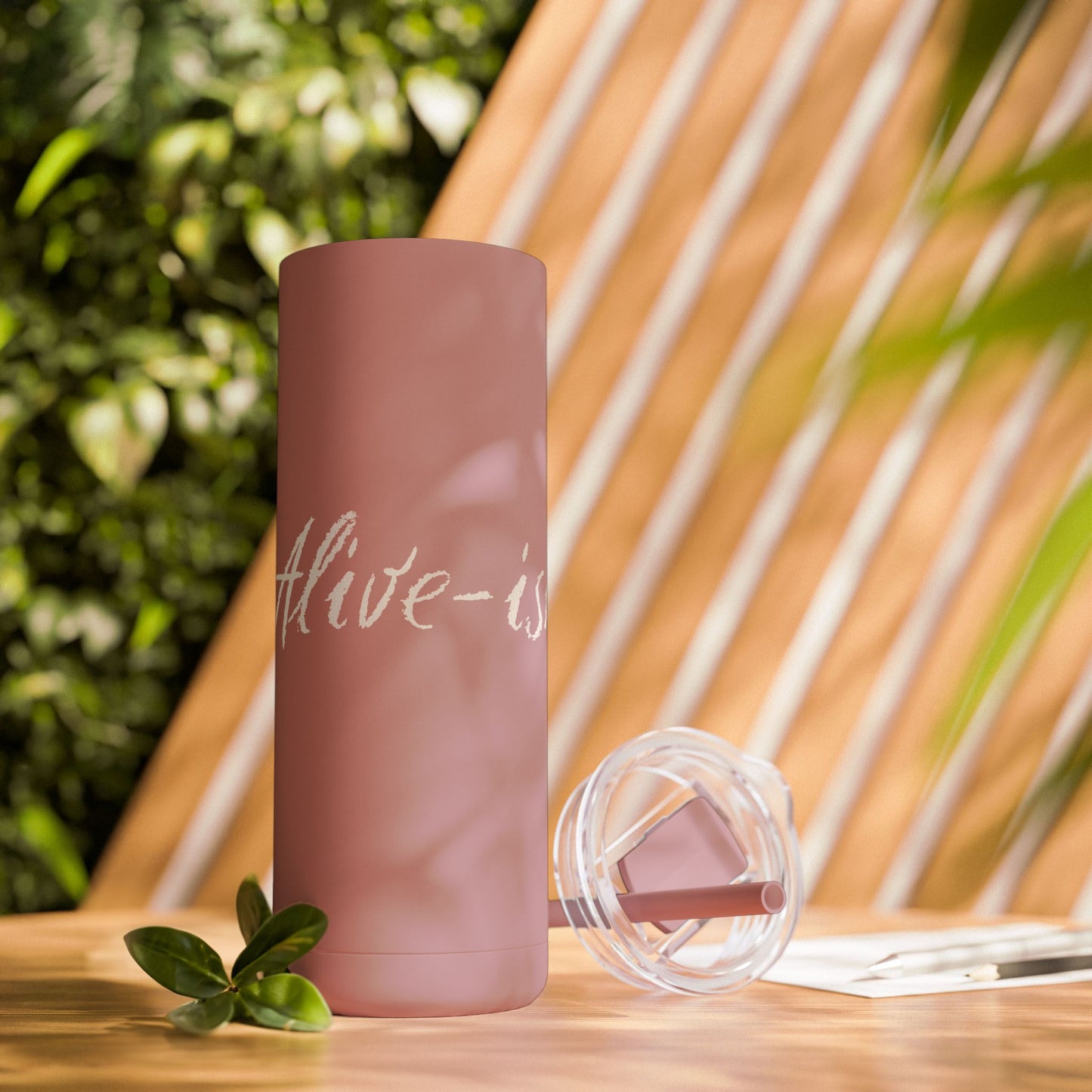 “Alive-ish” Matte Tumbler – 20oz Maars Skinny Tumbler with Straw | Chalk Script Hydration Statement