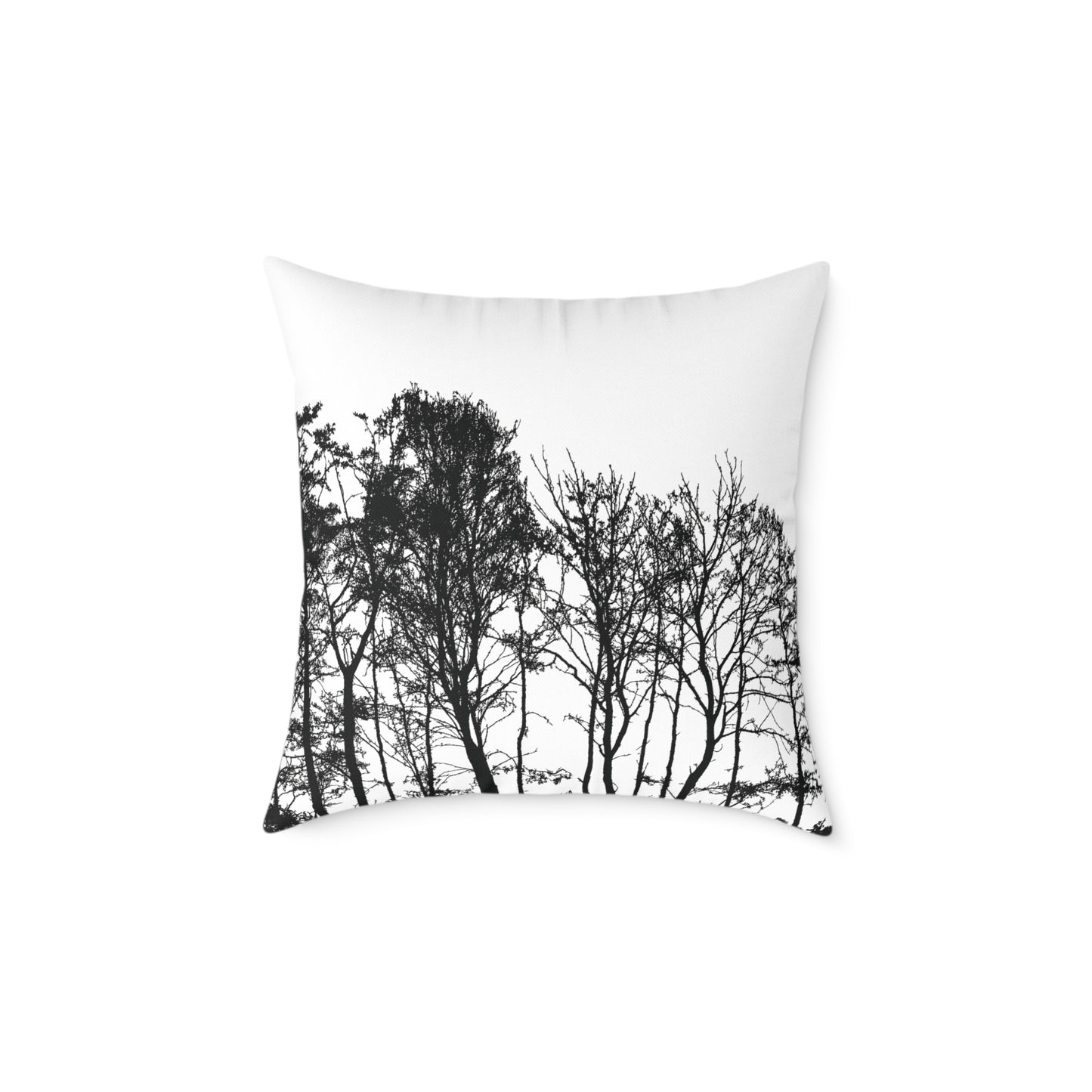 Dead Calm Treeline Silhouette Pillow – Stark Nature Accent for Lovers of the Bare & Bold - Canvas Throw Pillow