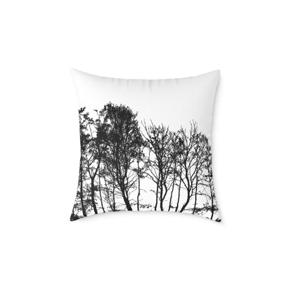 Dead Calm Treeline Silhouette Pillow – Stark Nature Accent for Lovers of the Bare & Bold - Canvas Throw Pillow