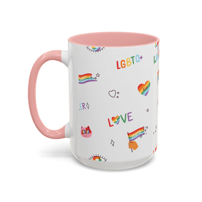 Minimalist Pride Accent Mug | LGBTQ+ Love Ceramic Cup | 11oz & 15oz