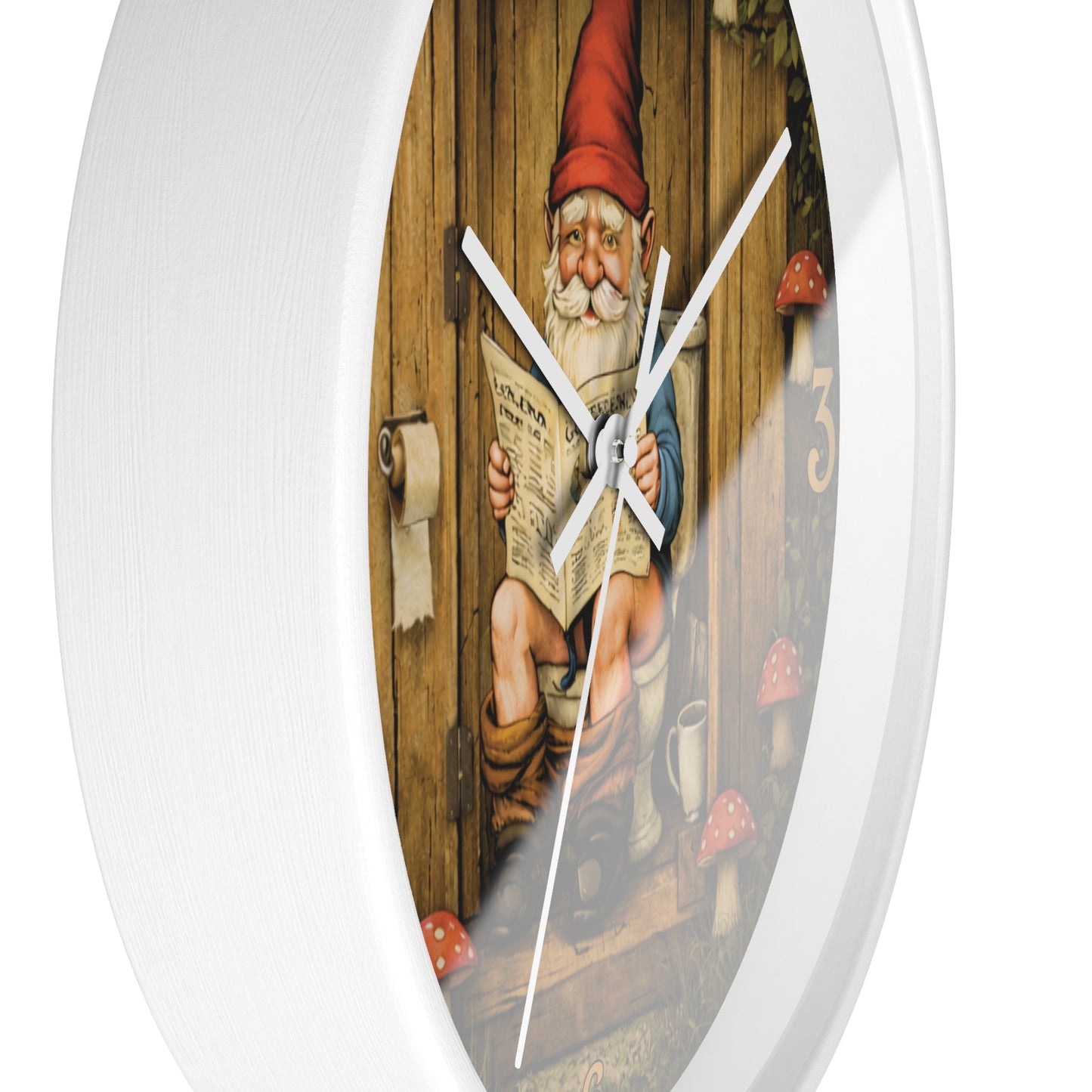 Funny Gnome Toilet Wall Clock – “Occupied” Bathroom Decor 10"