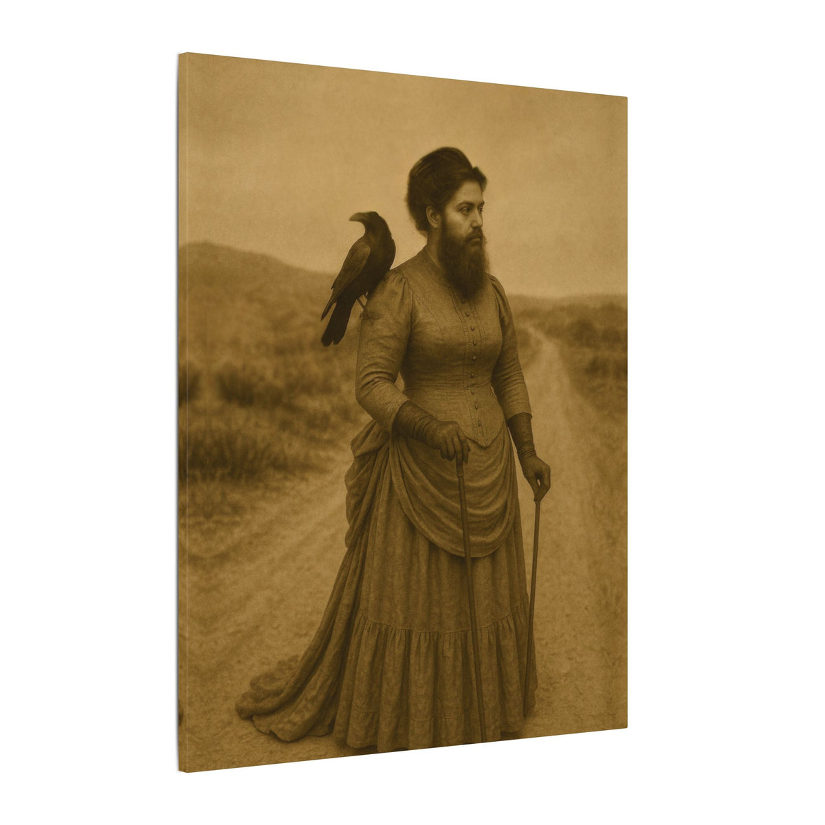 Bearded Lady with Crow – Matte Canvas Print (Gallery-Wrapped) 0.75"