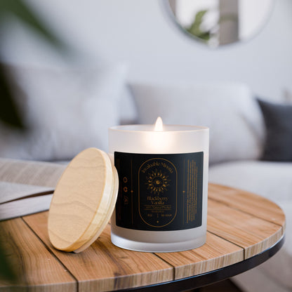 Blackberry Vanilla Candle – Luxury Wood-Wick Coconut-Soy Candle (11oz) - 11oz Frosted Jar Wooden Lid (Free U.S. Shipping)