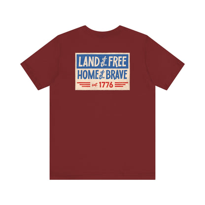 Happy 4th / Land of the Free Tee – Dual-Sided Print – Unisex Bella + Canvas Jersey T-Shirt