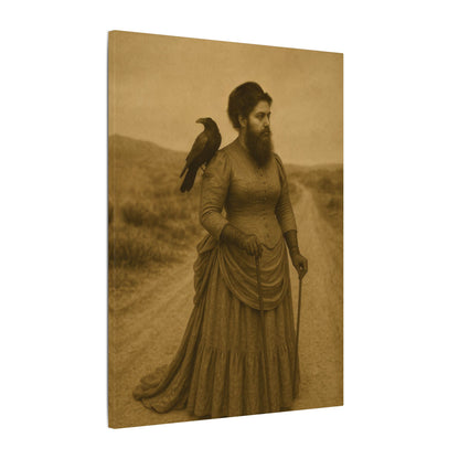 Bearded Lady with Crow – Matte Canvas Print (Gallery-Wrapped) 0.75"