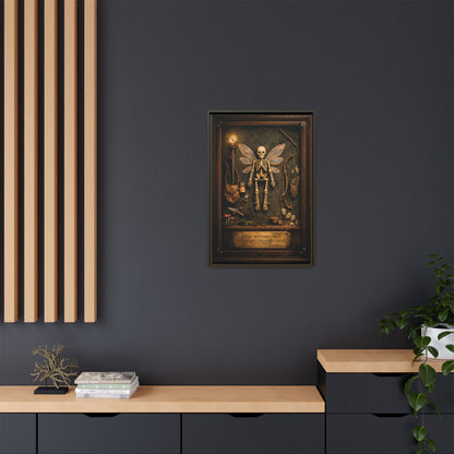 Fairy Specimen No. 2 Framed Canvas Print – Skeletal Fairy Wall Art, Dark Curiosity Cabinet Decor