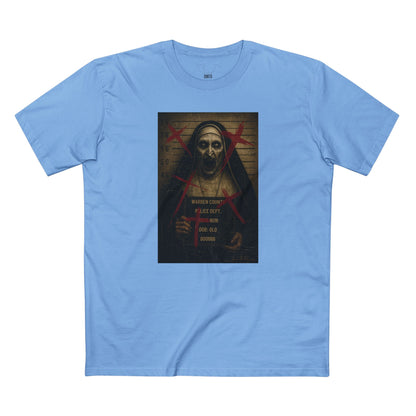 Possessed Nun Mugshot T-Shirt – Premium AS Colour 5001 Horrorcore Tee