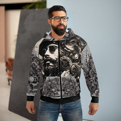 Cyber-Victorian Inventor — Steampunk AOP Zip-Up Hoodie