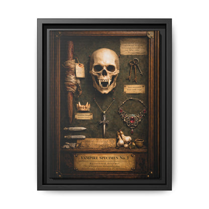 Framed Canvas Art – Vampire Specimen No. 3 | Gothic Vampire Wall Decor | Dark Academia Curiosity Cabinet Art